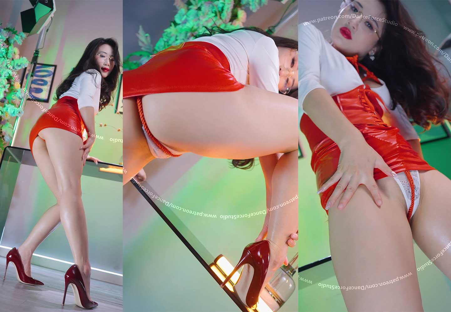 致命诱惑红色高跟包臀裙美腿御姐绳欲骚臀舞